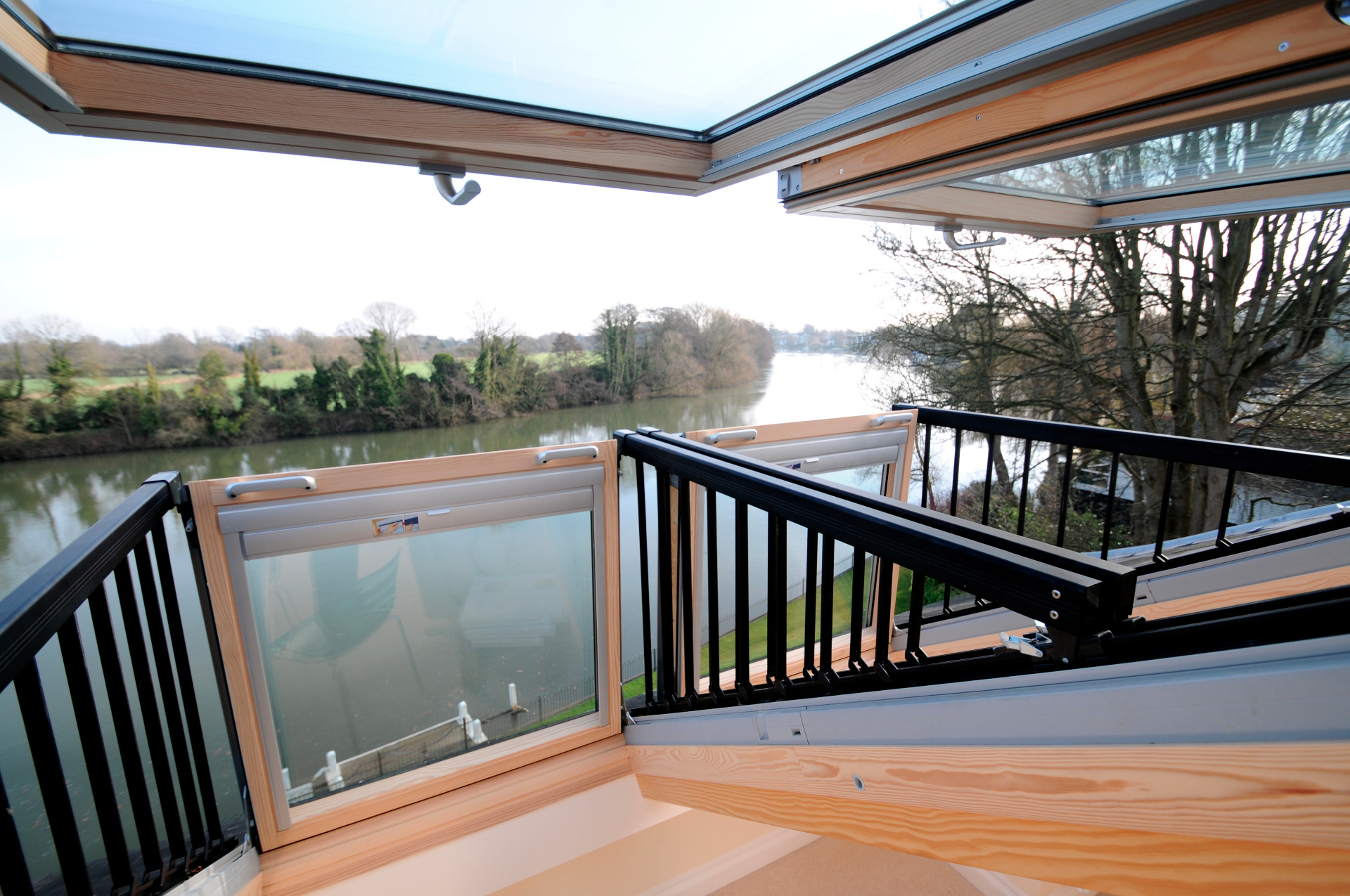 Cabrio Balcony Velux roof window in loft conversion, Thames